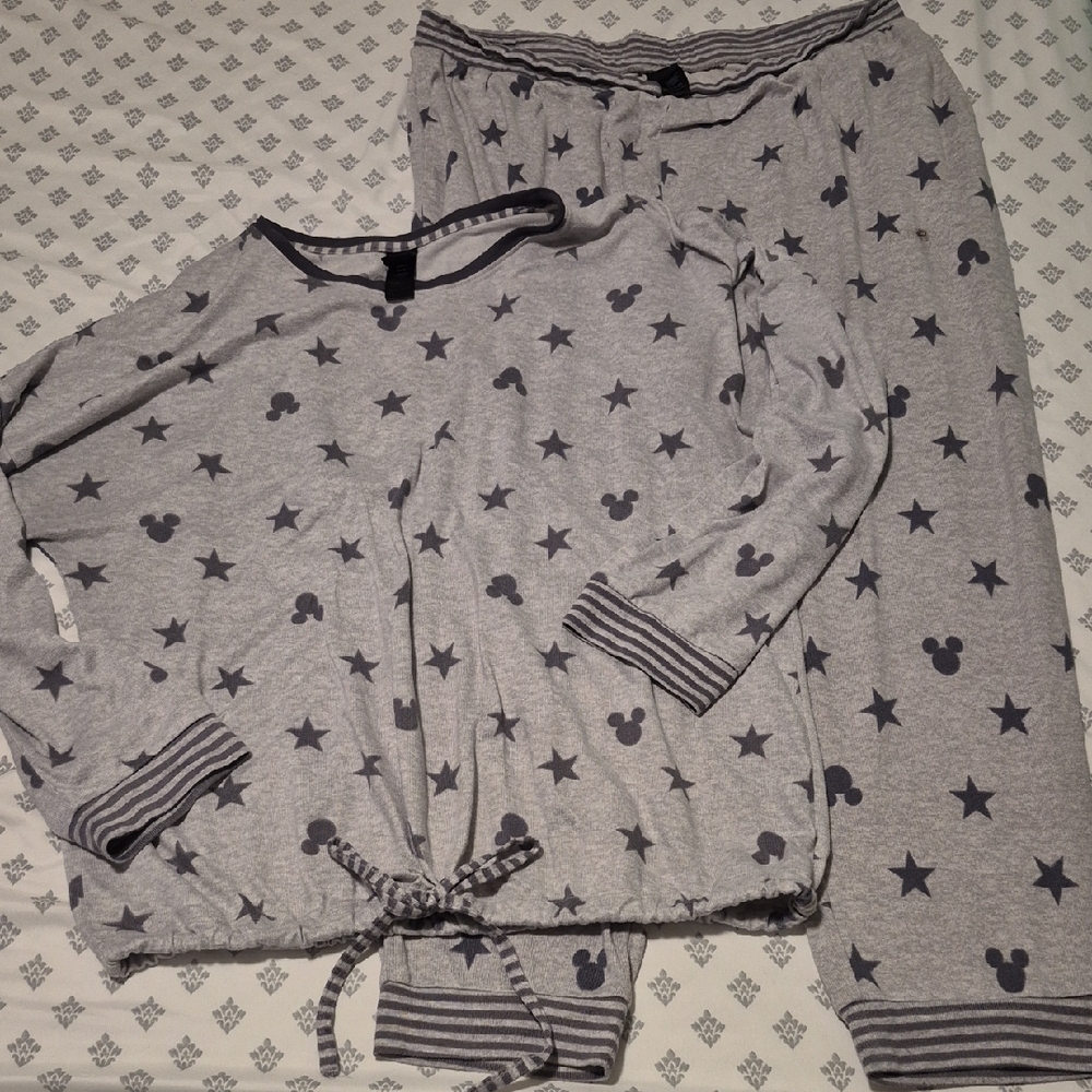Disney Gray Star and Mickey Mouse Pajama Set